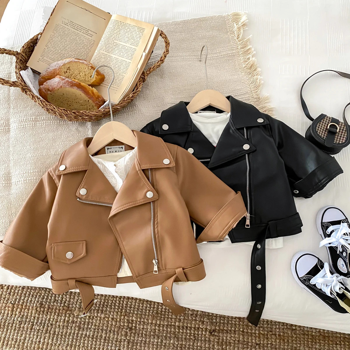 Winter Childrens Baby Girls Fashion Top - Childrens Leather Thick Zipper Girls Coat Preschool Trend Jacket 2-9Y 240918