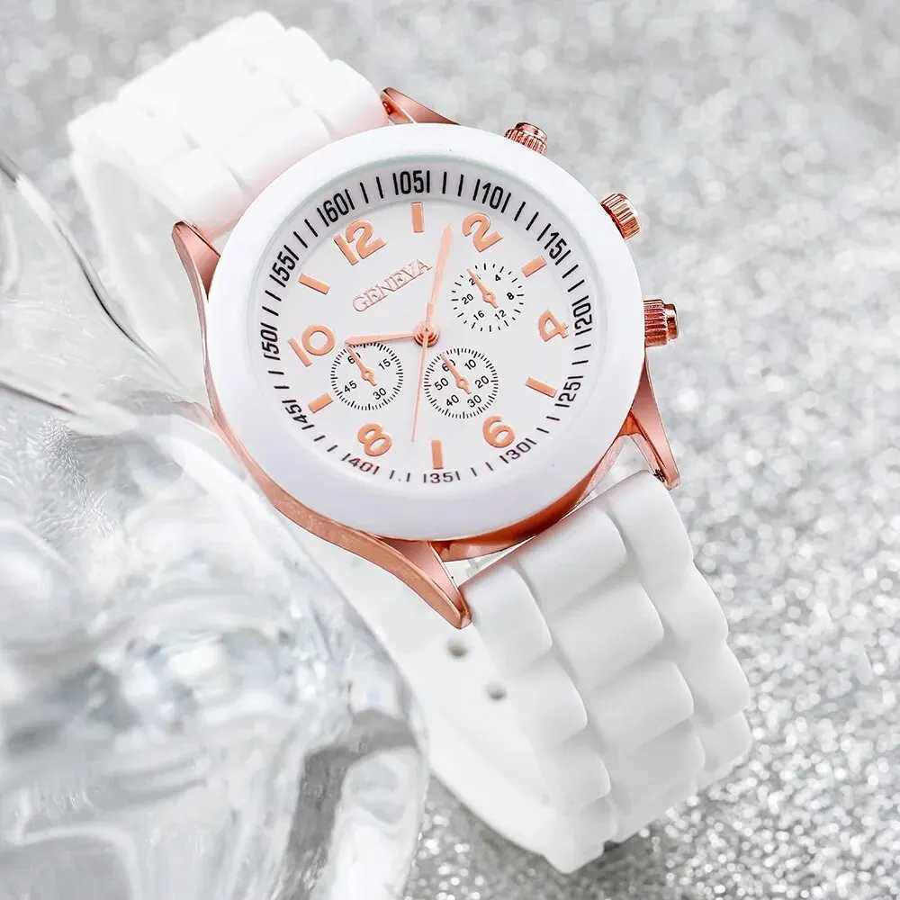 Fashion Women Watches Set White Silicone Jelly Quartz Watch Ladies Dress Wristwatch Gifts for Girls Relogio Feminino Reloj MujerX240920