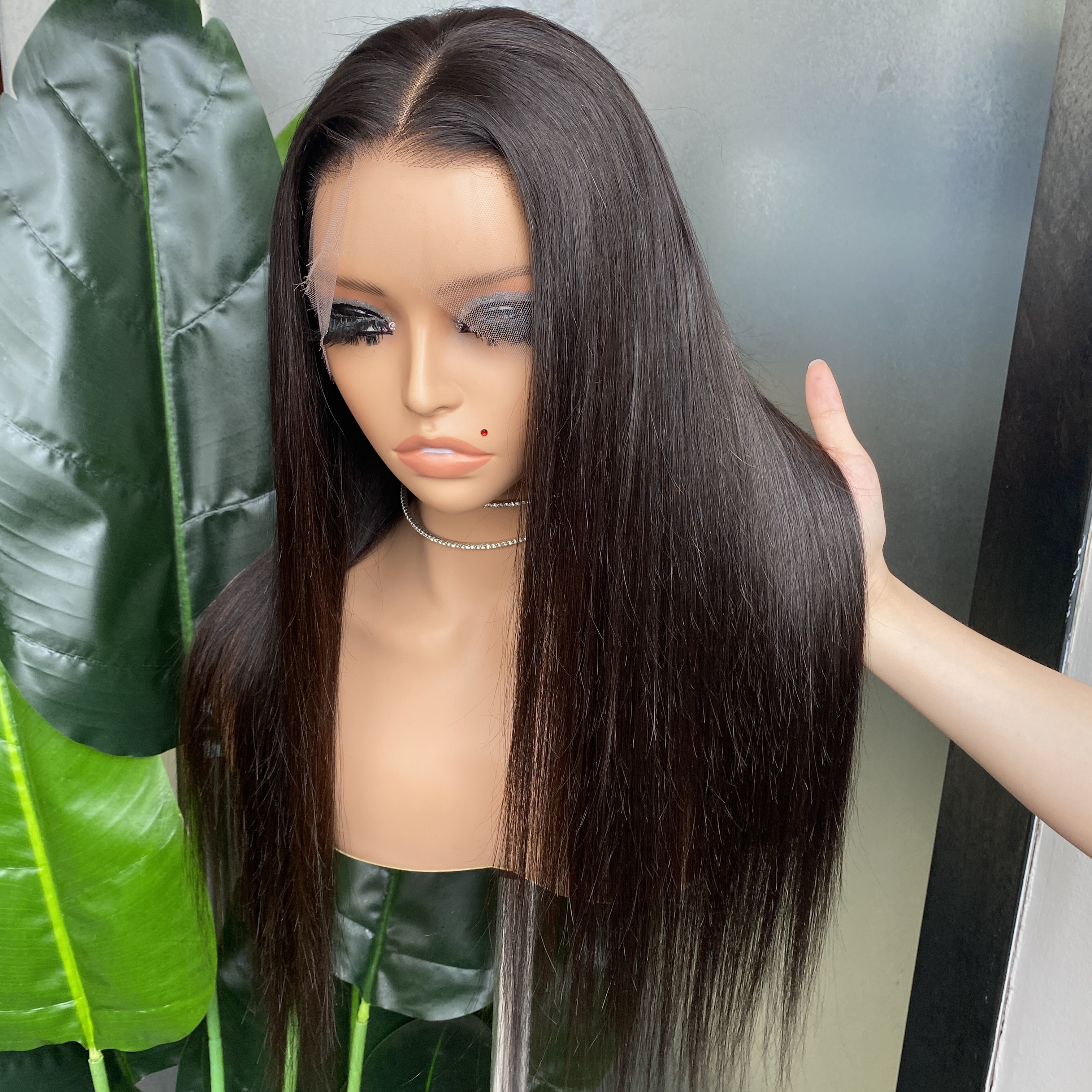 Grade 12A Top Quality Malaysian Peruvian Indian Brazilian Silky Straight HD Full Lace Frontal Wig 20 Inch 100% Raw Virgin Thick Human Hair
