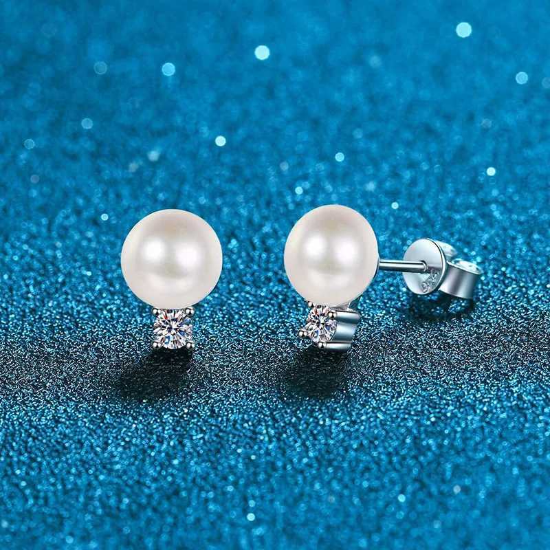 9mm Freshwater Culture Pearl Bridal Earrings Made of Pure Silver Earrings with Moissanite Top Bridal Wedding Jewelry W240919