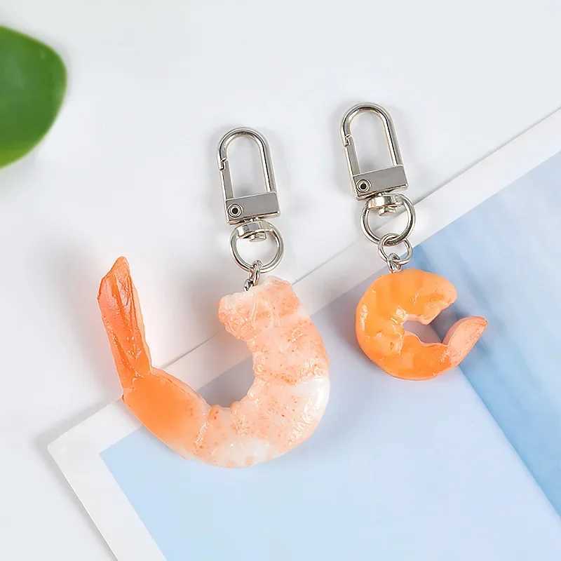 Silicone Simulation Shrimp Food Keychains Keyring for Women Men Gift Statement Unique Creative Bag Car Key Airpods Box JewelryX240919