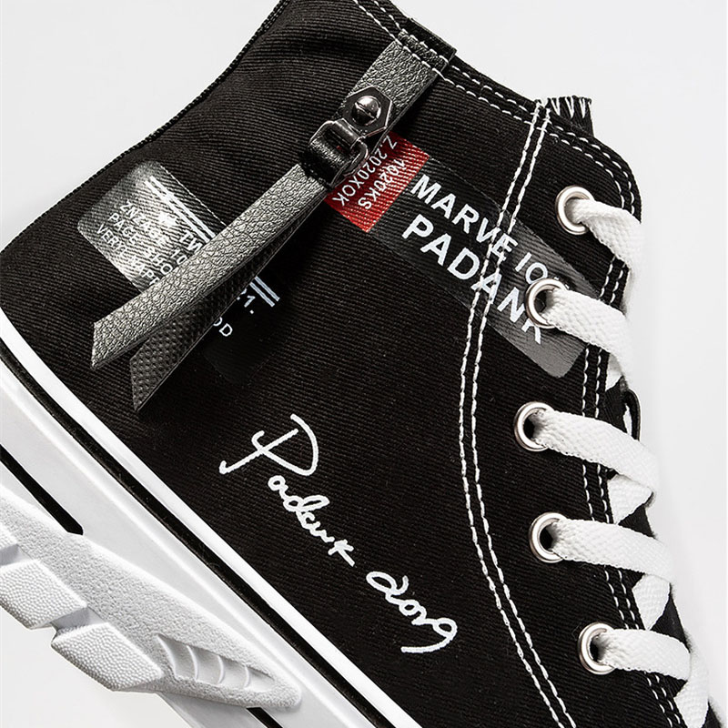 High Top Breathable Canvas Shoes Fashion Style Men's Shoes Casual Non-slip Wear-resistant Footwear Letter Trendy Student 2024