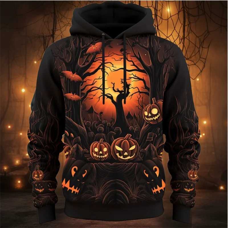 Horror Pumpkin Head Pattern Hoodie Fashion Spring Autumn Halloween 3D Printed Sweatshirt Trend Streetwear Loose Sports Pullovers Y240920