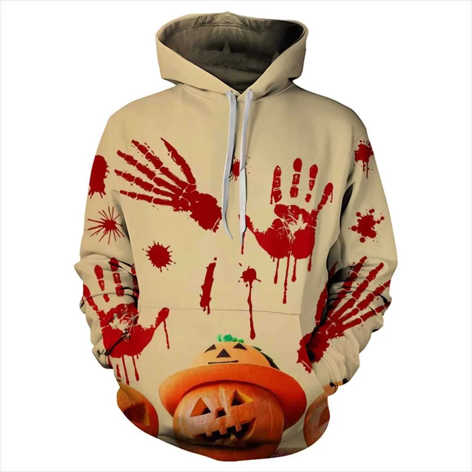 2024 Autumn European and American Tops Halloween Series Digital Printing Hooded Sweater Mens and Womens Plus Size Casual Y240920