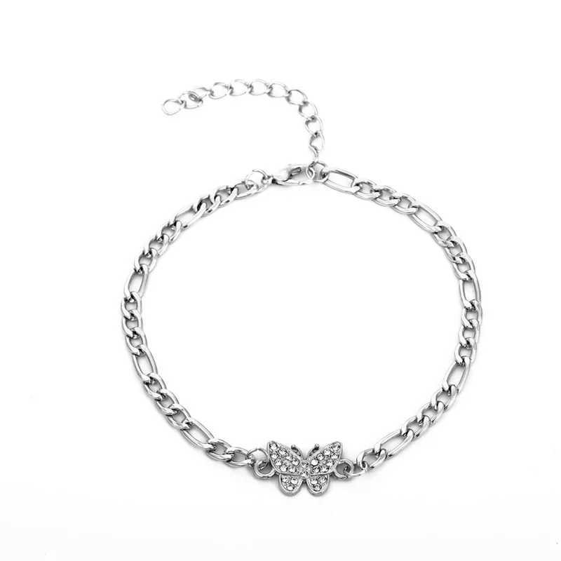 Fashion Bohemia Butterfly Anklet Rhinestone Chain Foot Chain Jewelry For Women Summer Beach Anklet Butterfly Barefoot Chain Y240920