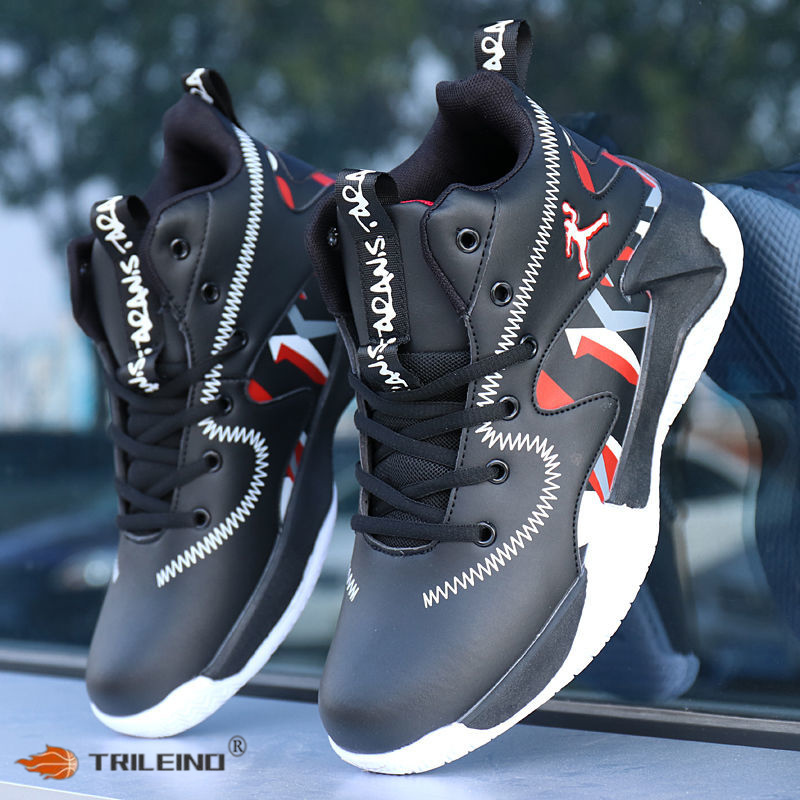 TRILEINO Professional Men's White Red Blue Basketball Shoes Basketball Sneakers Anti-skid High-top Couple Man Basketball Boots