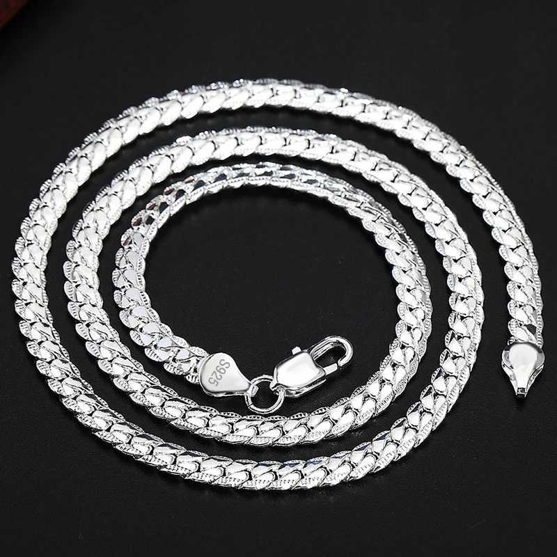KCRLP 925 Sterling Silver 6mm Side Chain 8/18/20/22/24 Inch Necklace For Woman Men Fashion Wedding Engagement Jewelry GiftX240919
