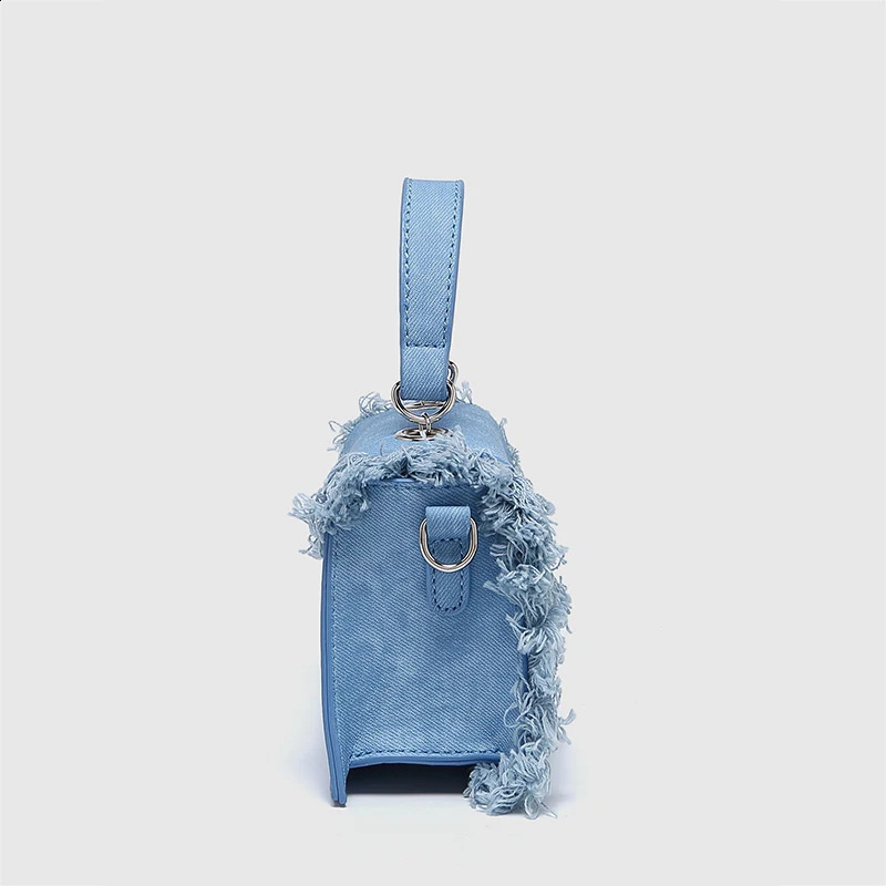 Womens casual fashion tassel mini bag fully matched Y2k wallet and handbag denim elegant office womens shoulder cross body 240919