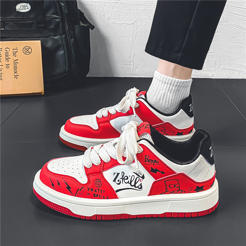 2025 new Designer Brand Red Men's Skateboarding Fashion Anime Sneakers Leather Casual Skate Sneaker Men Hip Hop Street Shoes 6e7e