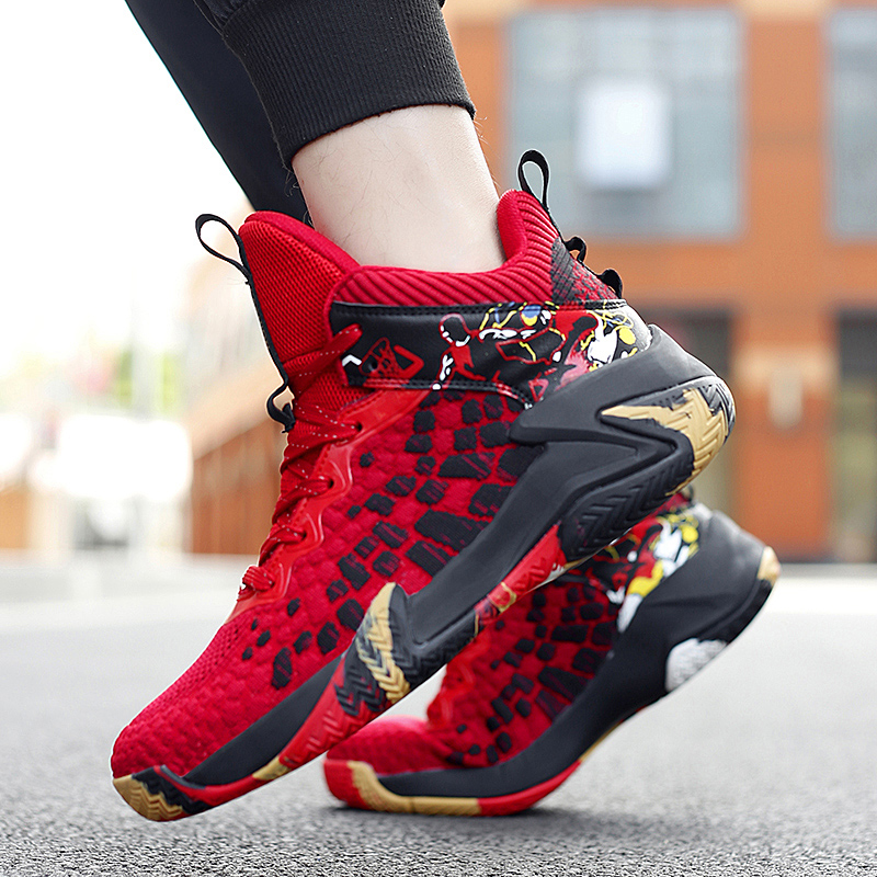 Brand Fashion Red Basketball Shoes For Men Women Sport Sneaker Outdoor Anti-slip Basketball Sneakers Men Athletic Gym Shoes