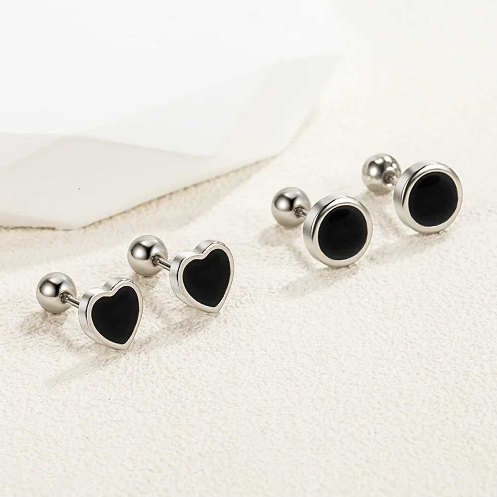 925 sterling silver Blackheart Star round small stud earrings suitable for womens luxury jewelry accessories free shipping for 2024 trend W240919