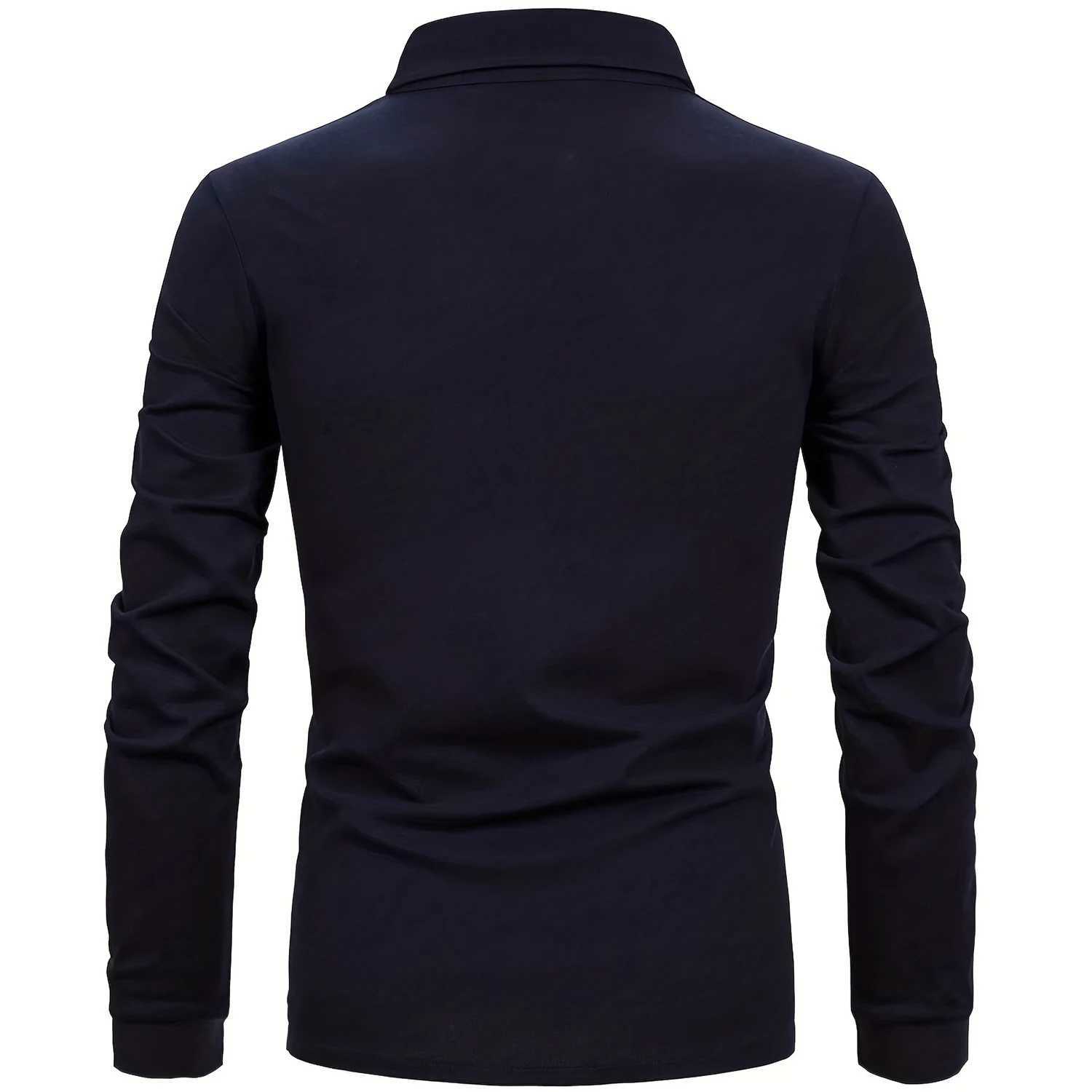 2023 Autumn New Fashion Mens Long Sleeve Solid Color Classic Polo Shirt Casual Business Patchwork Plaid Collared Shirts for MenX240920