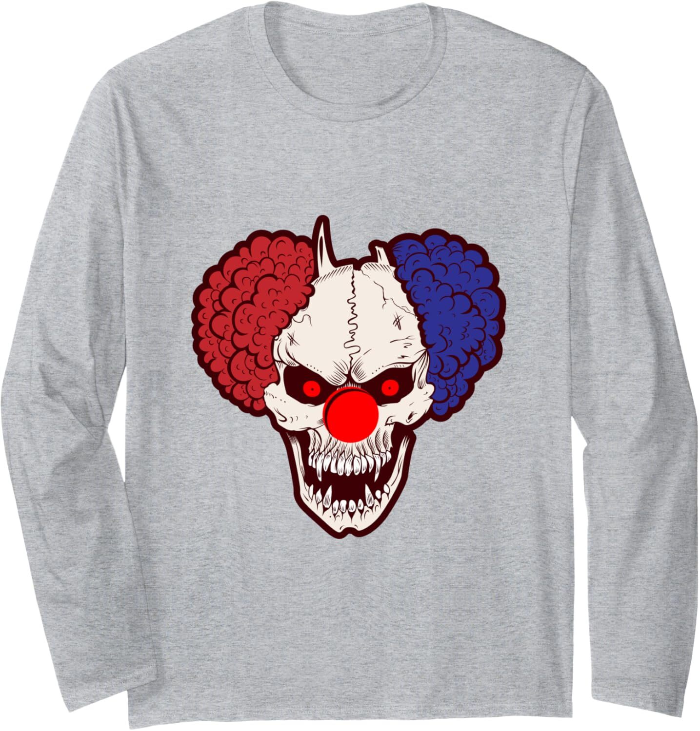 Long Sleeve Shirts for Men sweatshirt Skeleton Clown Horror Halloween, Scary nightmare Long Sleeve Tee Streetwear Casual tops clothes