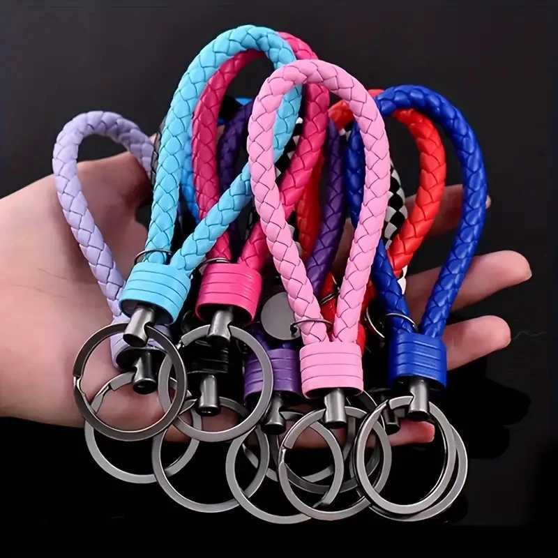 5pc PU Leather Braided Woven Rope Keychain Bag Pendant Key Chain Holder Key Car Trinket Keyring For Men Women GiftX240919