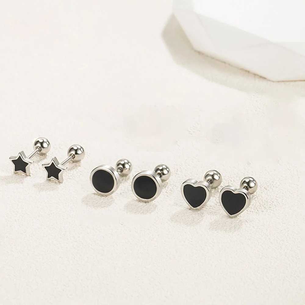 925 sterling silver Blackheart Star round small stud earrings suitable for womens luxury jewelry accessories free shipping for 2024 trend W240919