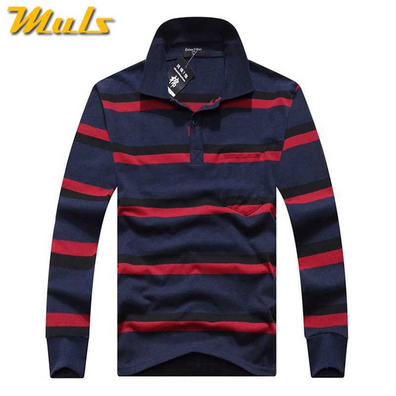 Cotton Polos Men Long Sleeve Mens Polo Shirt Spring Autumn Striped Male Polo Dress Classic Business 2018 Father Gift Drop ShipX240920