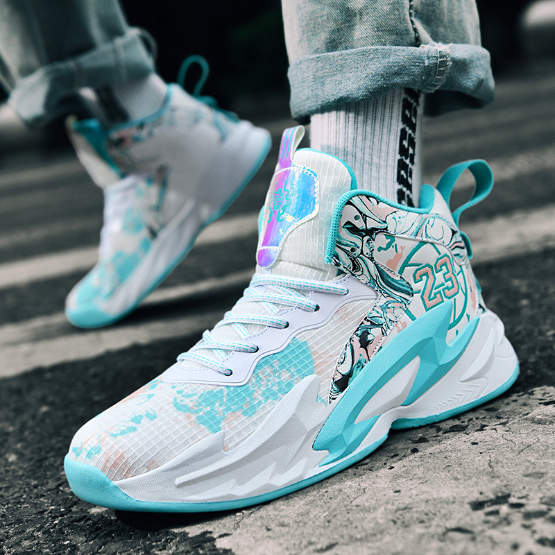 Fashion Black Purple Basketball Shoes Men Unisex Athletic Sneakers Shock-absorbing Non-slip Sports Basketball Trainers For Men