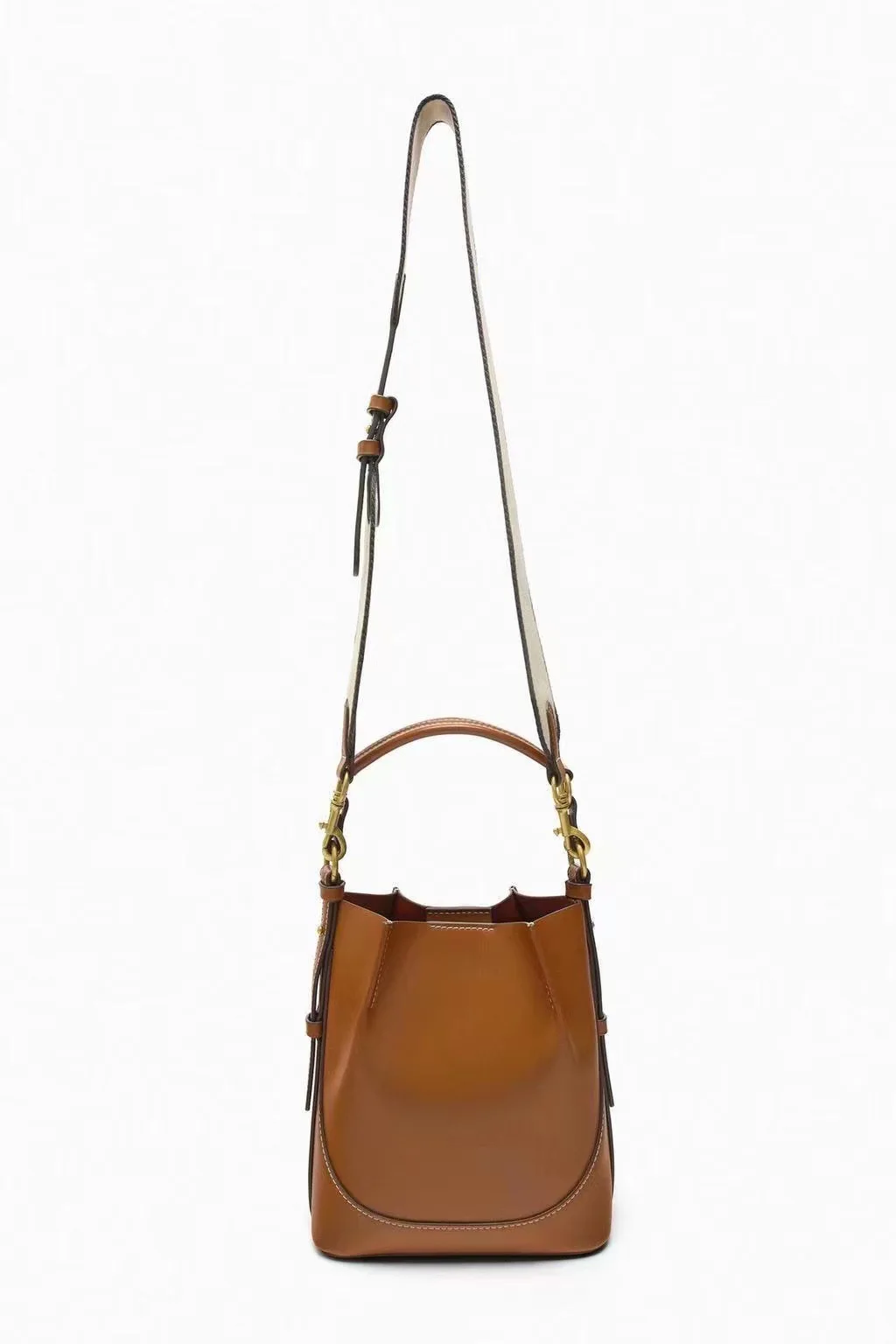 Designer Women's Bag Brown Pleated Bundle Mouth TLXT Carrying Bucket Bag Wide Shoulder Strap Crossbody Bag Women All Match