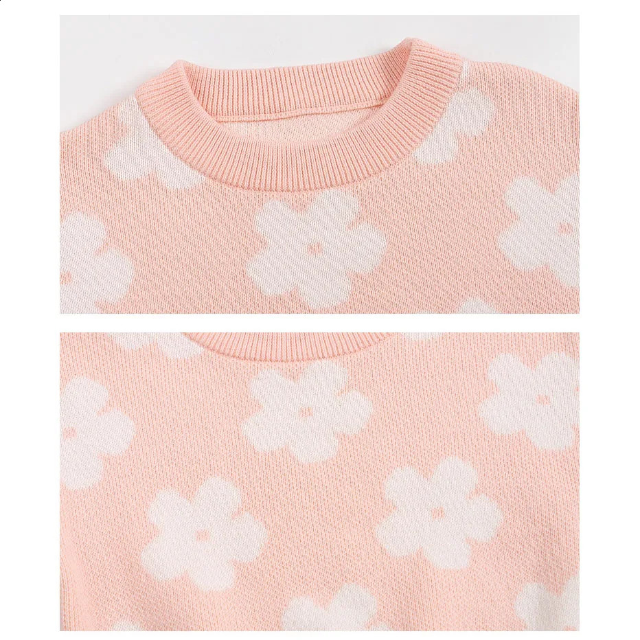 0-3T born Baby Womens Knitted Clothing Set Baby Sweater Set Flower Printed Knitted Top Warm Winter Set 240920