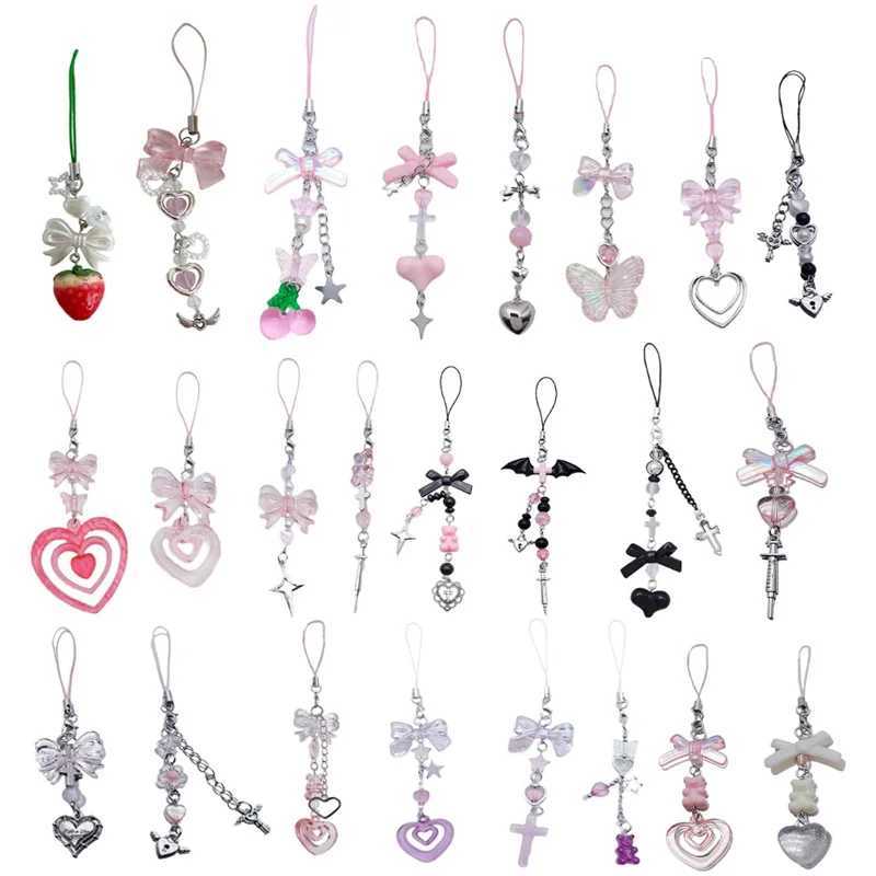 Resin Strawberry Keychain Acrylic Bowknot Phone Charm Handmade Bowknot Phone Jewelry Resin Bowknot Keychain for Party DailyX240919