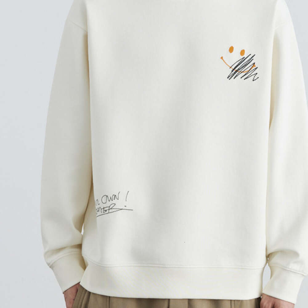 Men's Smiling Embroidered Round Neck Hoodie For Men 2024 Spring And Autumn New Trendy Versatile Hoodie