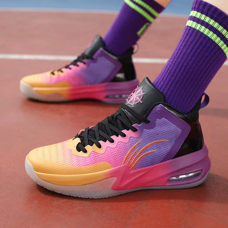 Fashion Pink Air Cushion Basketball Shoes For Women High Quality Outdoor Men's Basketball Sneakers Professional Basket Shoes Men