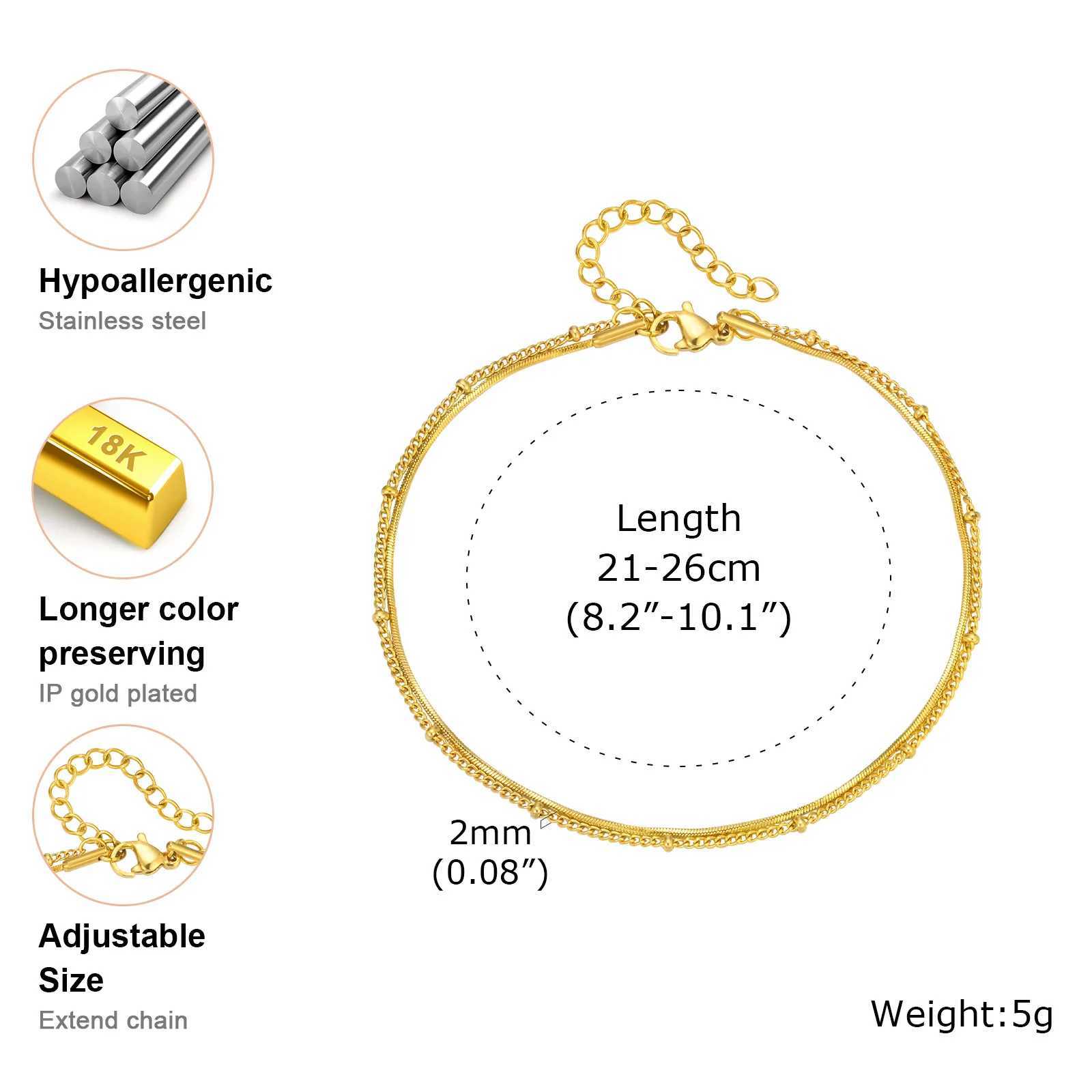 Vnox Layered Snake Chain Anklets WomenSatellite Beads Ankle Chain BraceletGold Plated Minimalist Simple Bracelet on Leg Y240920