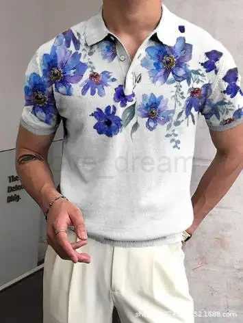 Beautiful Flowers 3D Printed Summer Mens Button Down Collar Polo Shirts Casual Tops Oversized Short Sleeve Trend Men ClothingXJ240920