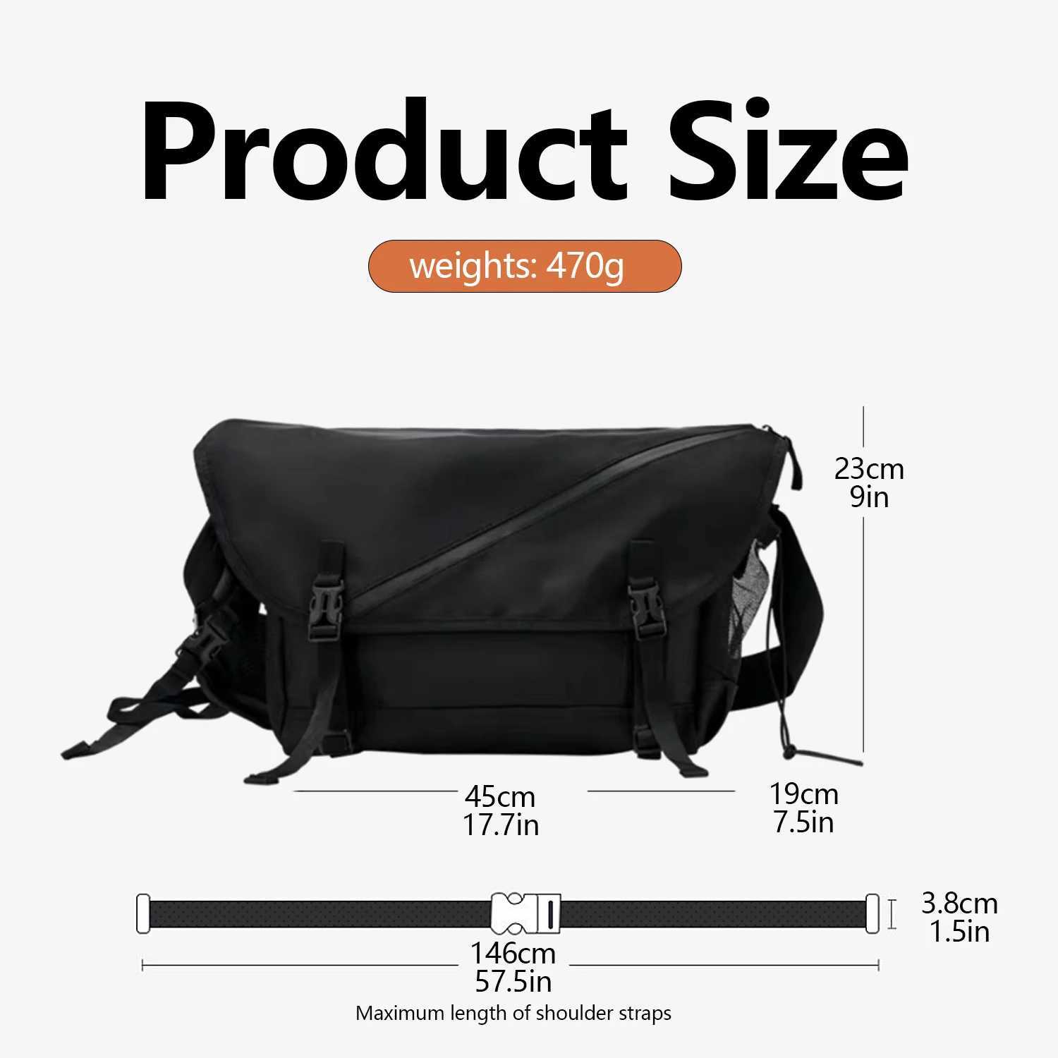 Mens Crossbody 15.6 inch (about 15.6 cm) Waterproof Casual Messenger Bag Laptop Bag Sturdy Crossbody Bag Black Z240919