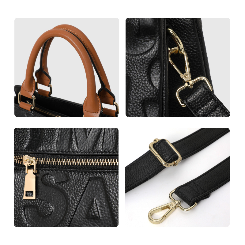 Aidrani Womens Genuine Leather Crossbody Handbag 100% Cowhide Large Capacity Letter Design Purse
