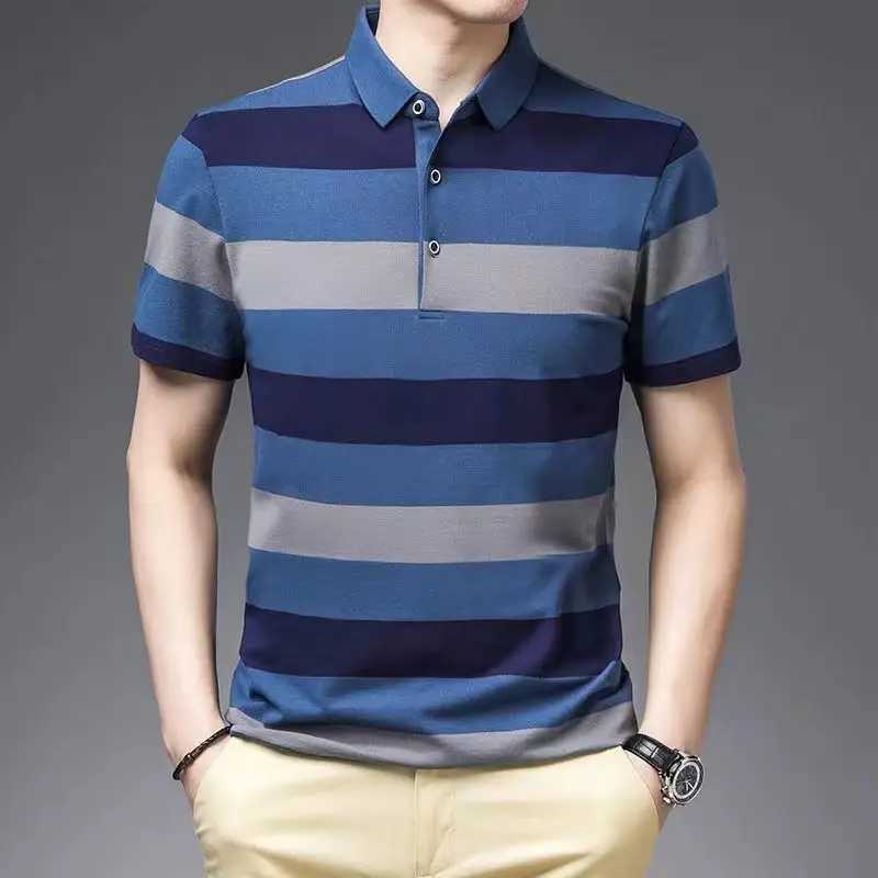 Koreon Fashion Men Striped Polo Shirt Summer Short Sleeve Streetwear Basic Male Clothes Tee Shirt Business Casual New Loose TopsX240920