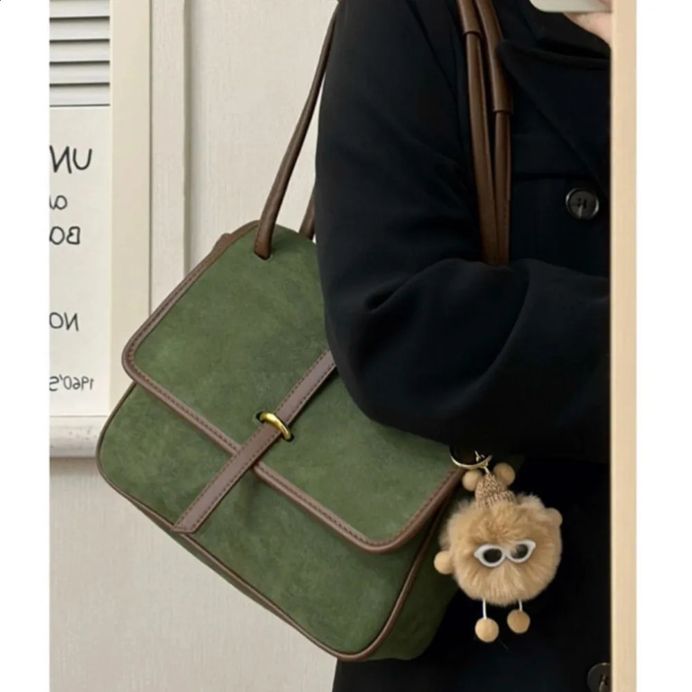 JIAERDI Retro Green Shoulder Bag Womens Large Capacity Casual Handbag Womens Retro Harajuku Aesthetics Bolso Unprinted Good Product 240918