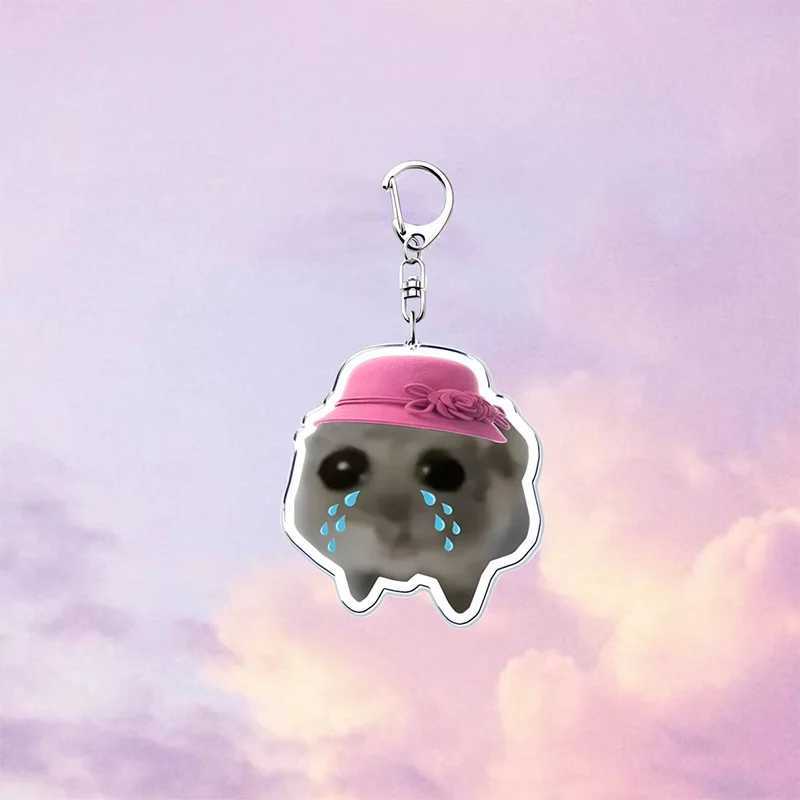 Fun Meme Im Just A Girl Sad Hamster Key Chain Keychains Ring for Accessories Bag Funny Pendant Keyring Jewelry Fans GiftsX240919