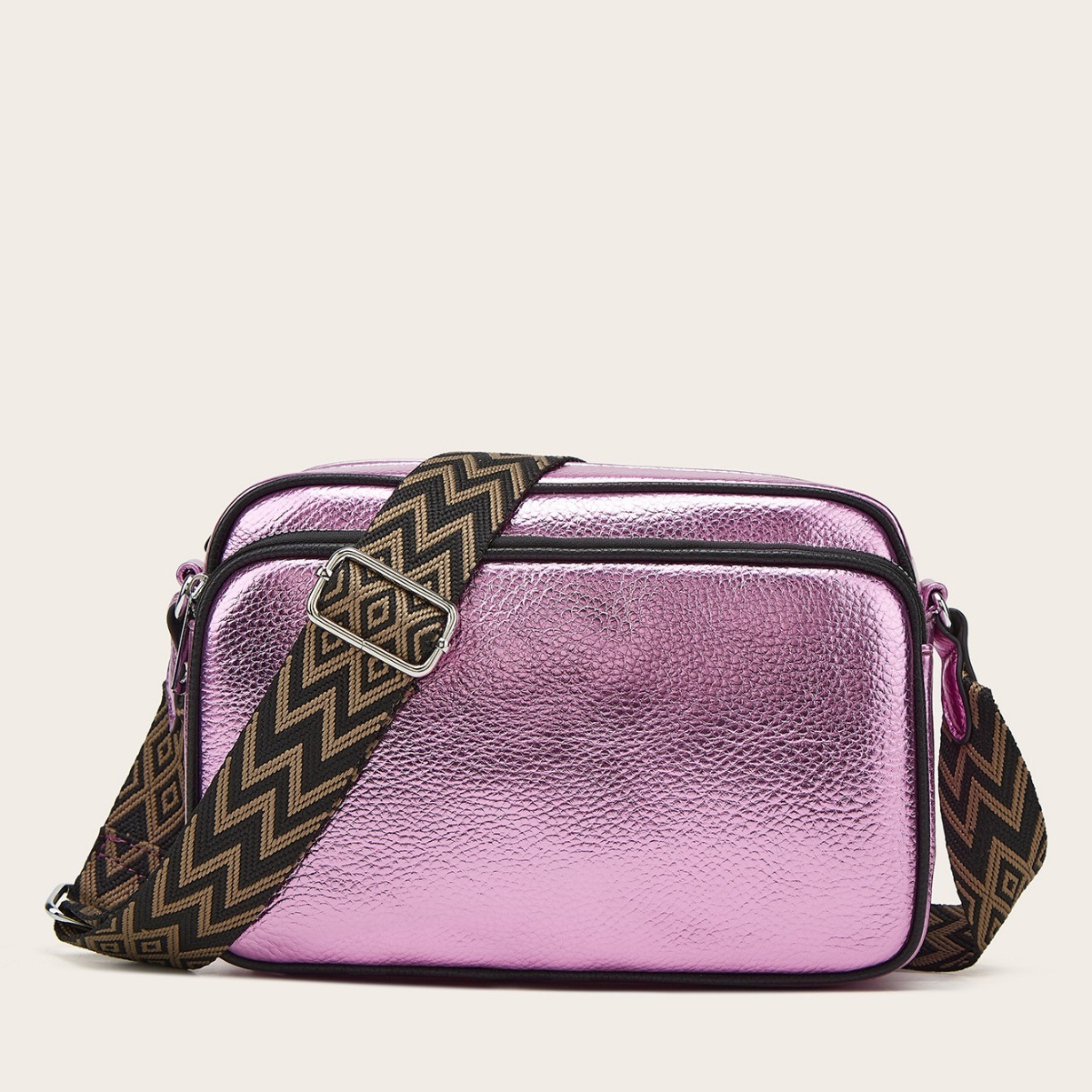 LEFTSIDE Small Sier PU Leather Crossbody For Women 2023 Winter Fashion Lady Bag With Wide Shoulder Belt Handbags