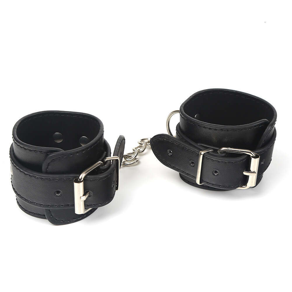 Cross border hot selling training restraint SM props classic black sex handcuffs PU leather handcuffs alternative adult products