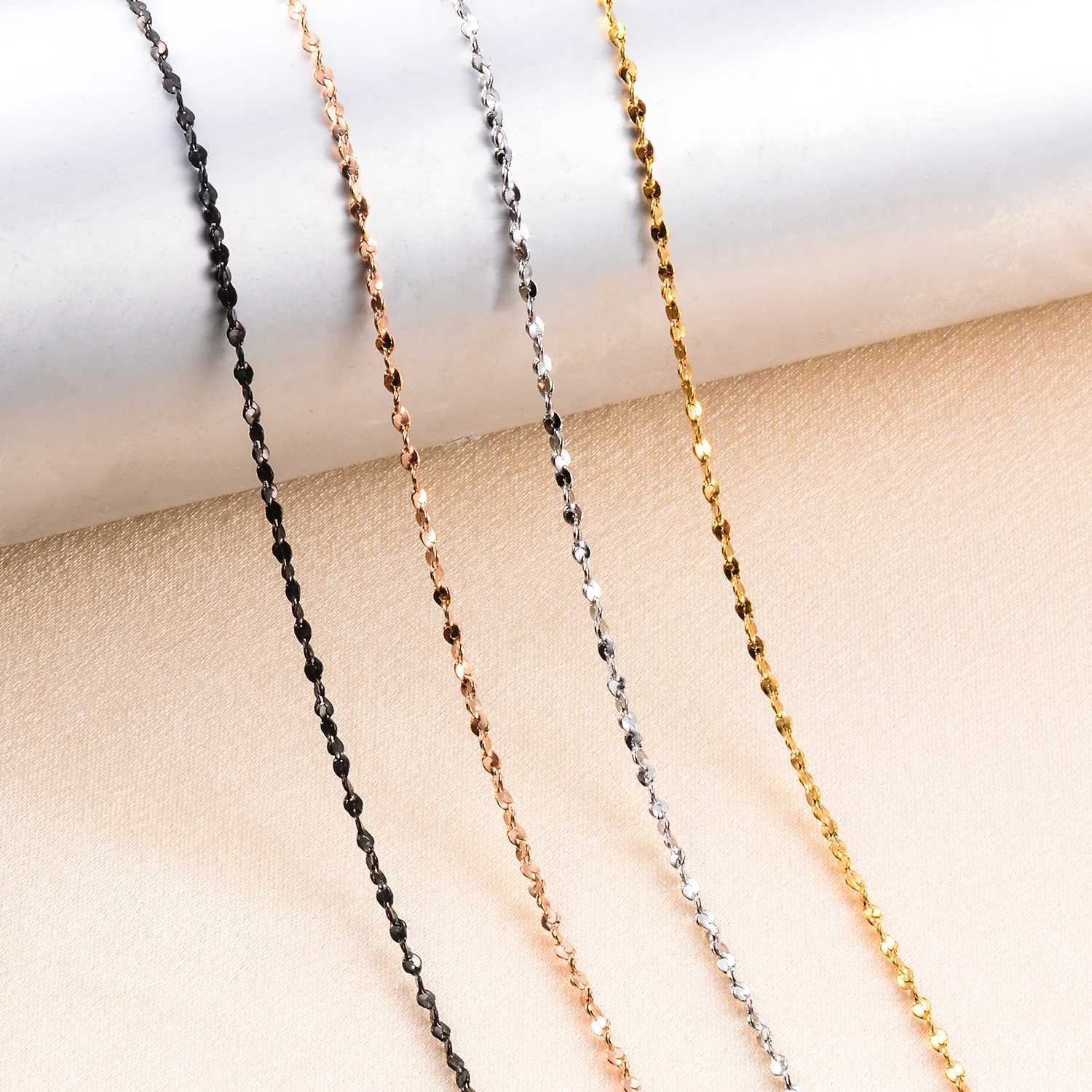 1.2/1.5/1.8MM Stainless Steel Silver/Gold/ Black/Rose Gold Color Sparkling Star Shiny Necklaces For Women Tiny Chain JewelryX240919
