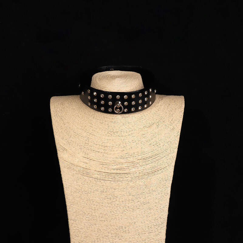 High end SM props, full diamond genuine leather fun collar, female slave training, traction neck cover, alternative choker, adult product