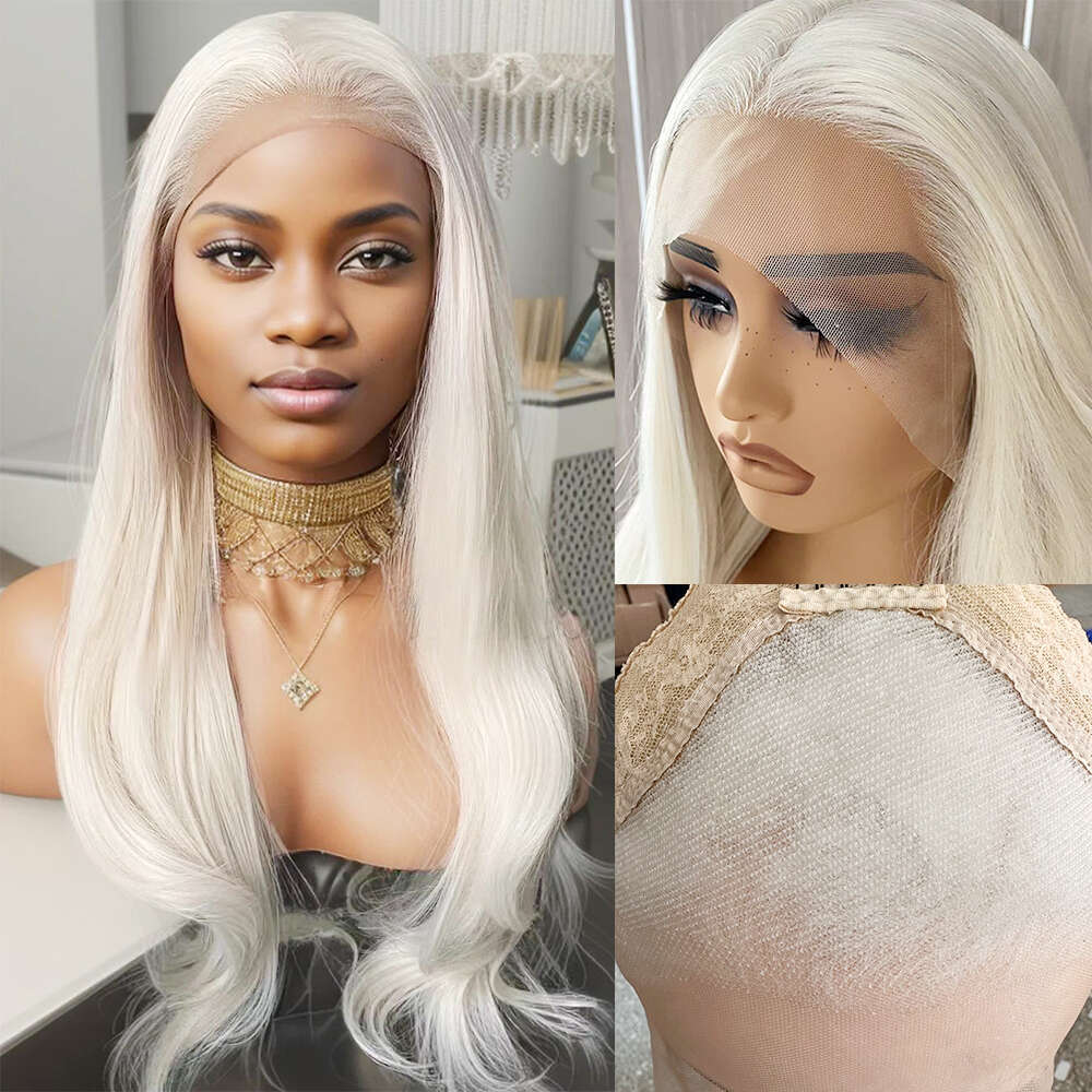 Ustylehair Blonde Lace Front Wig Natural Wave Synthetic Hair Daily Use Platinum Wigs Cosplay Party Drag Queen