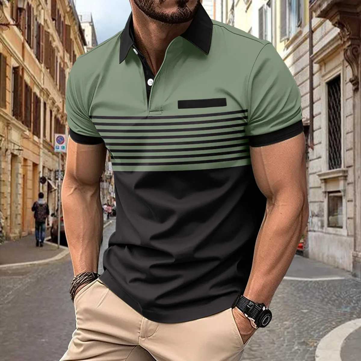 New summer striped horse jersey Mens Polo shirt Luxury top casual lapel short-sleeved T-shirt Fashion anti-wrinkle mens T-shirX240920