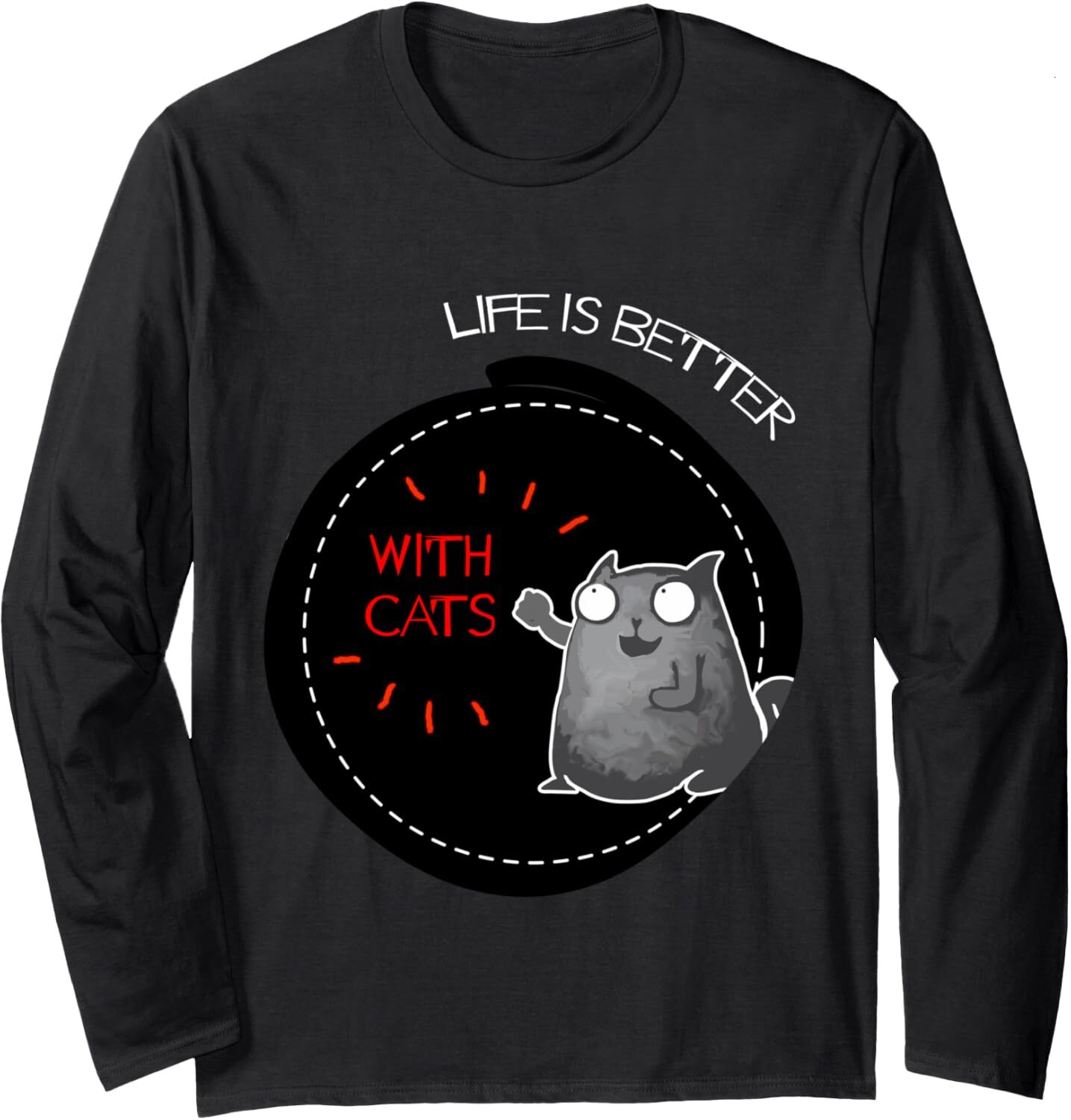 Long Sleeve Shirts for Men sweatshirt Optimistic Life Is Better With Cats Kitty Lovers Long Sleeve Tee Streetwear Casual tops clothes