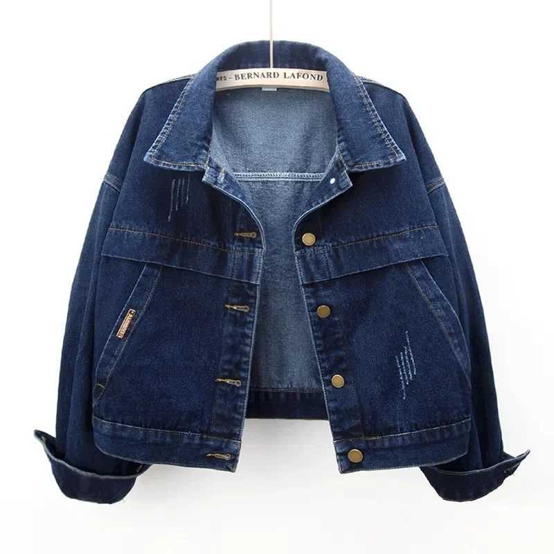 2024 New Vintage Women Jacket Autumn Denim Jackets Long Sleeve Blue Jeans Coat Turn-down Collar Outwear Bomber JacketX240920