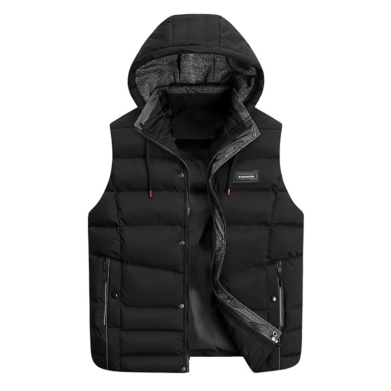 Winter New Thick Warm Windproof Sleeveless Jacket Autumn Men Fashion Casual Sport Pockets Detachable Hat Vest Man