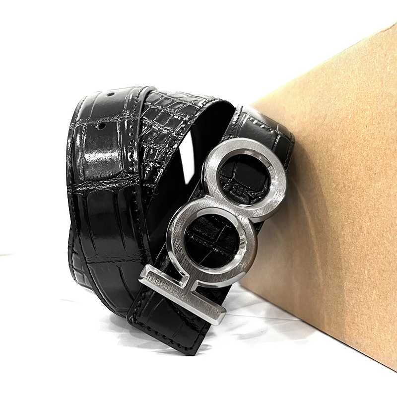 Top 100 luxury brand cowhide belts new crocodile patterned mens and womens belts authentic 100 point image buckle business W240920