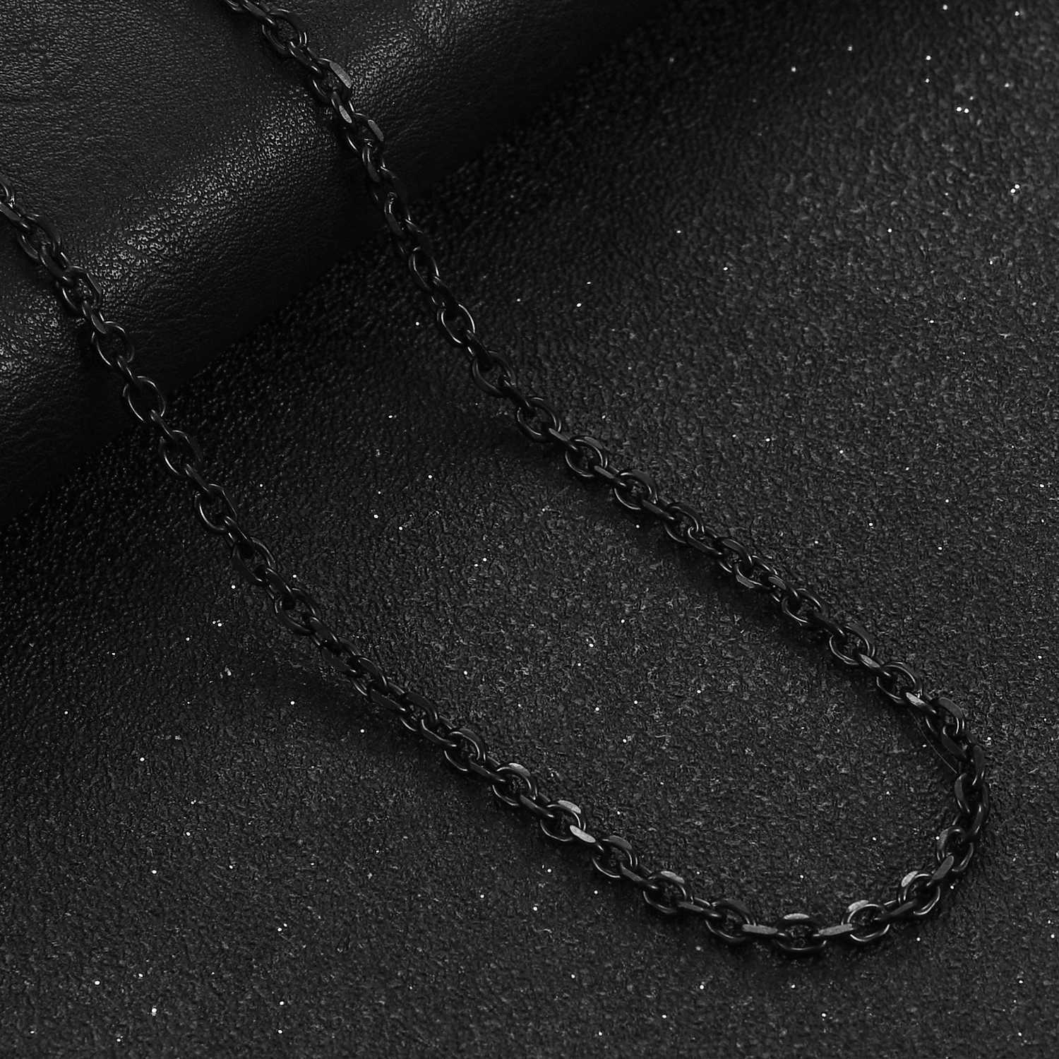 Stainless Steel O Chain for Men Women Rolo Necklace for Pendant Black Color Plated Cable Link Jewelry Accessories GiftX240919