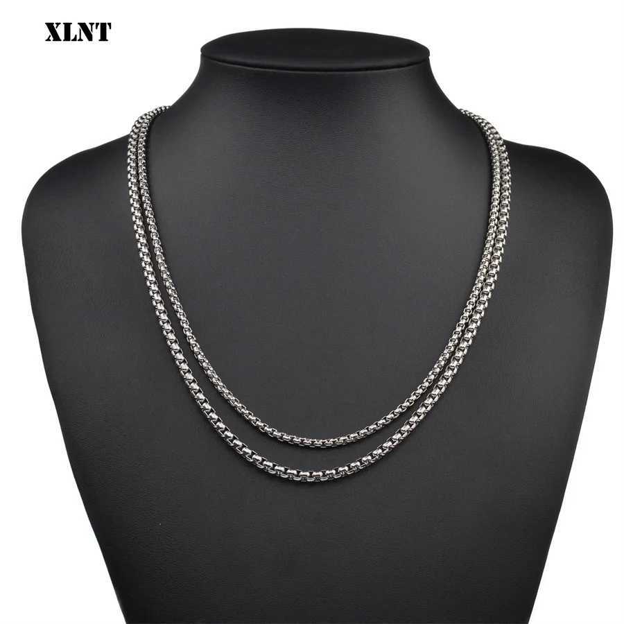 XLNT 2MM 2.5MM 3MM Box Chains Stainless Steel Necklace DIY Long Necklaces Jewelry for Women Men Statement 45CM-75CMX240919