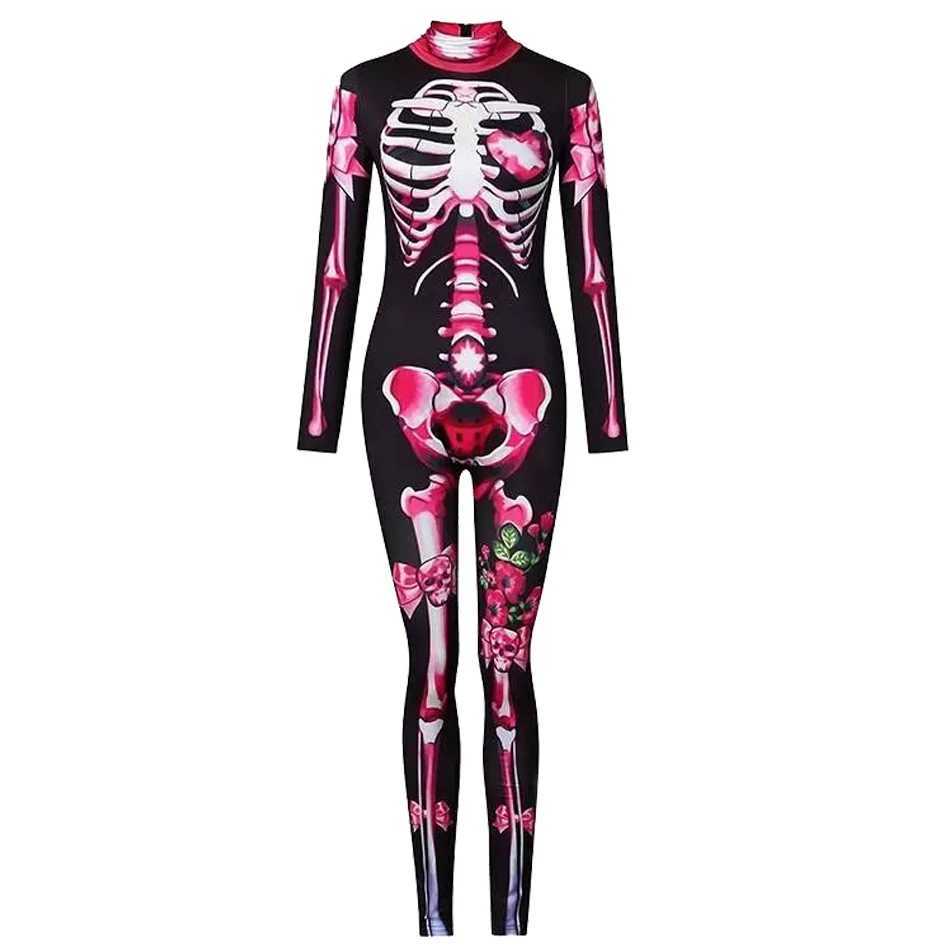 Girls Halloween Scary Skeleton Cosplay Rose Sexy Devil Jumpsuit Party Carnival Scary Children Costume Day Of The Dead Clothes Y240919