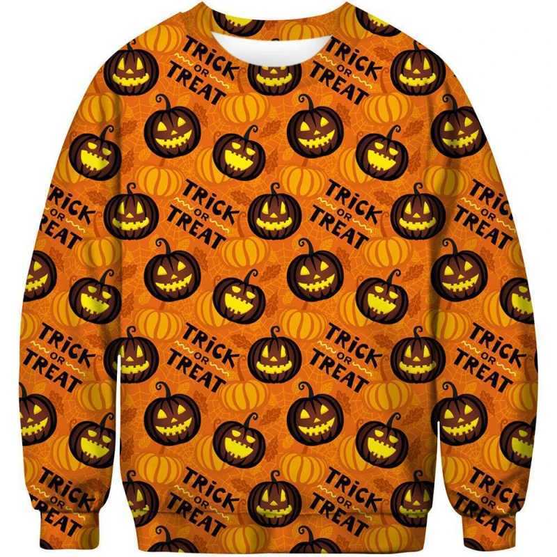 2024 new Halloween hoodie 3D printed Halloween pumpkin series crew-neck mens hoodie Y240920