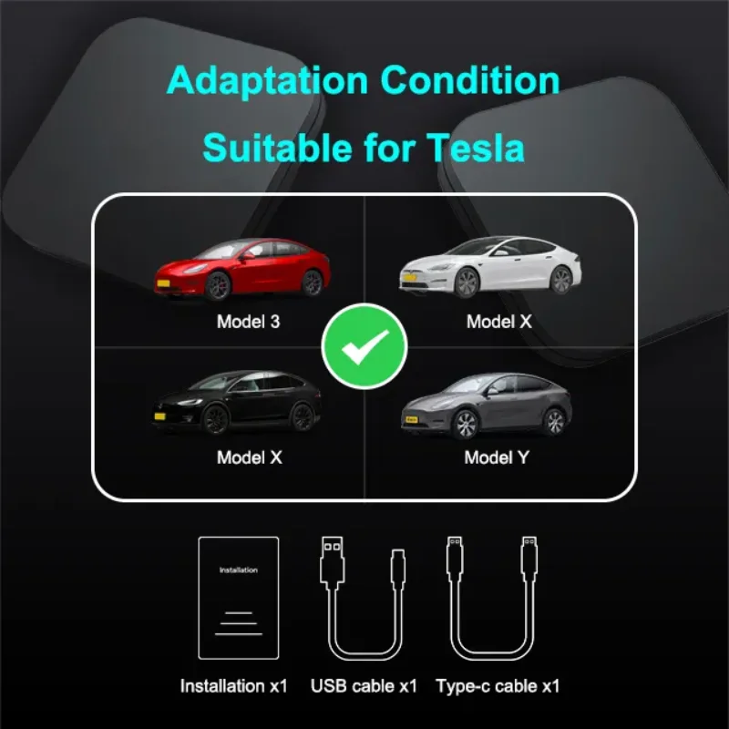 Car Wireless AI Box for Tesla Model 3 Y X S - Supports CarPlay & Android Auto with OTA Updates