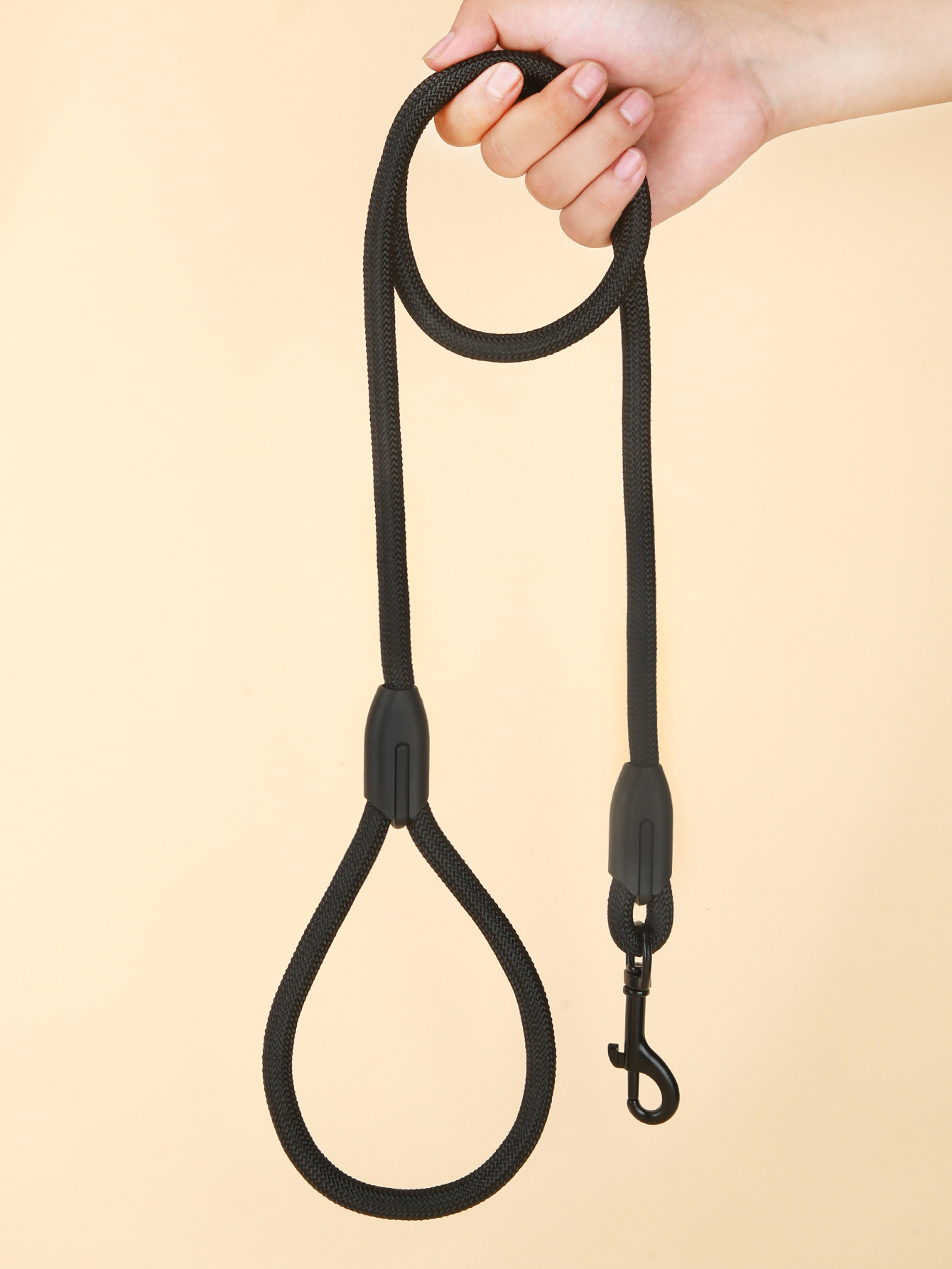 1PC Black Round Rope Pet Dog Leash Harness, High Quality, Strong and Durable