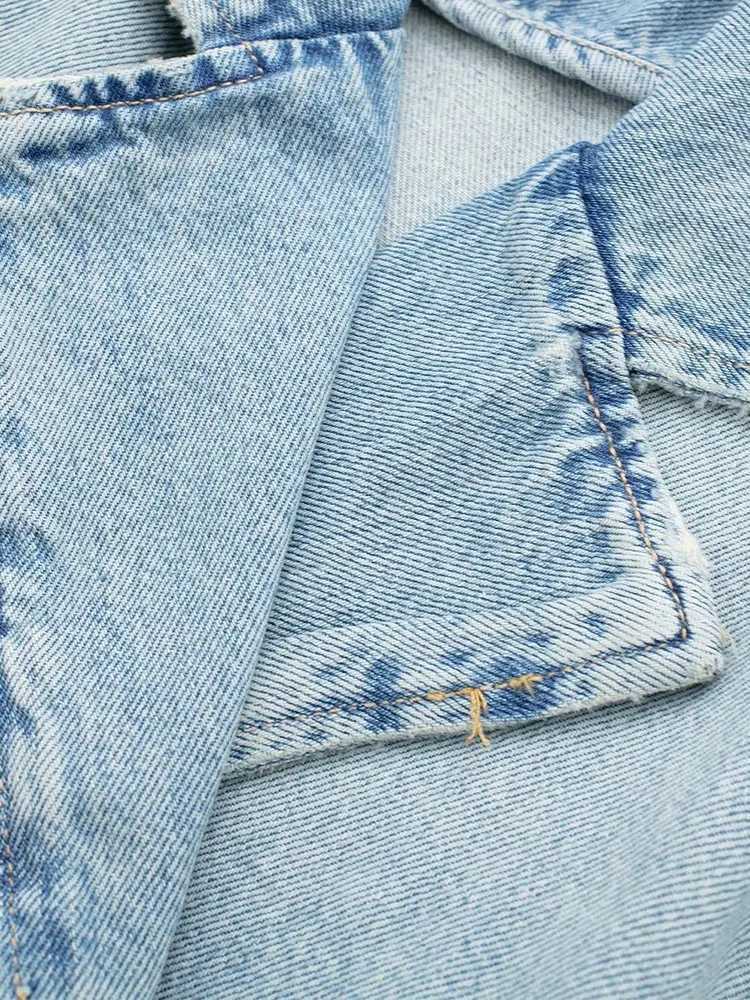 TRAF 2023 Spring Denim Cropped Trench Coat For Women Short Trench Coats Women Short Jackets Ladies Long Sleeve LooseX240920